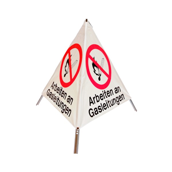 Faltsignal mit Warnsymbol - 70cm -Arbeiten an Gasleitung - tagesleuchtend